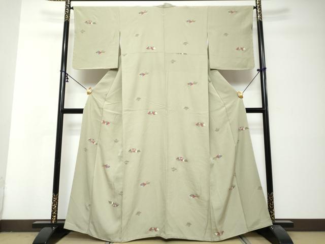平和屋着物●上質な小紋 箔散らし草花文 正絹 逸品 DABI2960ud