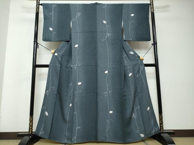 平和屋着物●上質な小紋 絞り 枝葉文 金彩 正絹 逸品 DABI2967ud