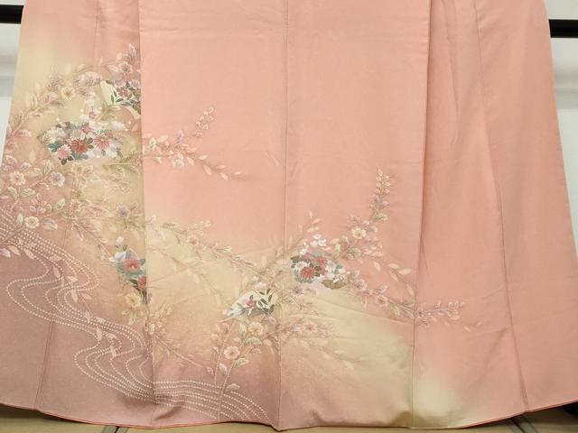 平和屋着物●訪問着 地紙草花文 暈し染め 金彩 正絹 逸品 DABI2968ud