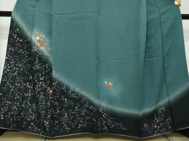 平和屋着物●訪問着 刺繍 草花文 暈し染め 金彩 正絹 逸品 DABI2970ud