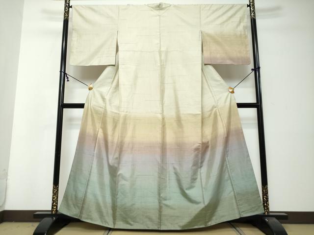 平和屋着物●京の名門 じゅらく謹製 訪問着 紬地 漢方草木染 霞文 正絹 逸品 DABI2972ud