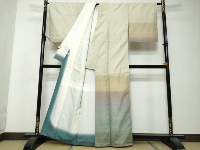 平和屋着物●京の名門 じゅらく謹製 訪問着 紬地 漢方草木染 霞文 正絹 逸品 DABI2972ud
