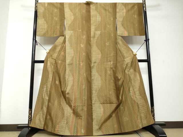 平和屋着物●本場染大島紬 絞り 草花文 正絹 逸品 DABI2974ud