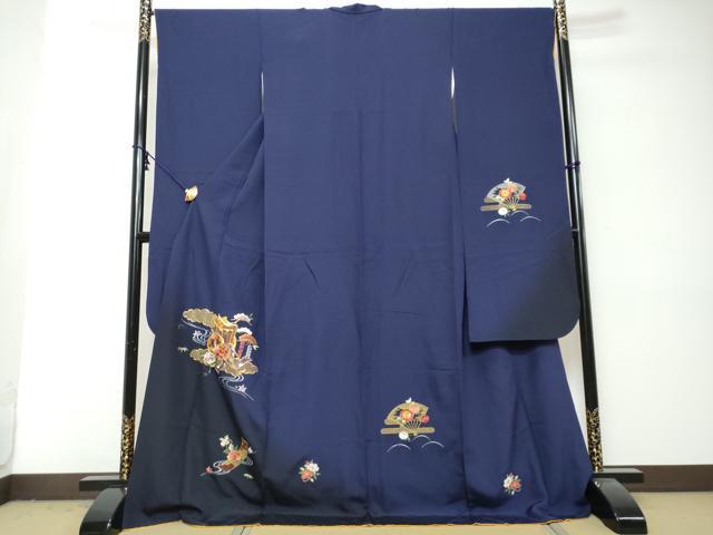 平和屋着物○豪華振袖 総刺繍 流水御所車草花文 暈し染め 金糸