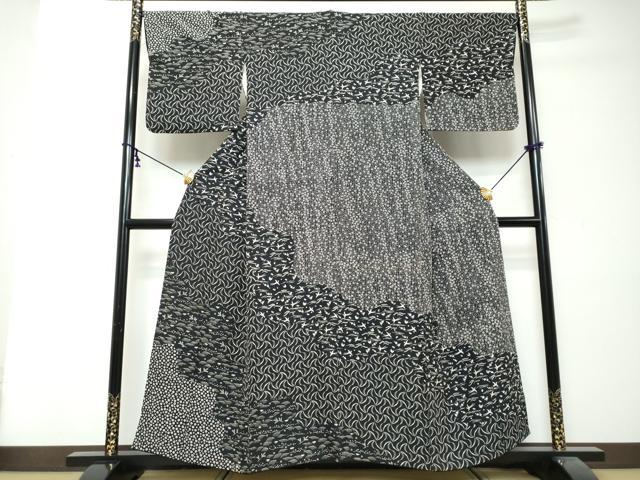 平和屋着物●訪問着 花鳥文 黒地 鈴乃屋扱い 正絹 逸品 DABI2990ud