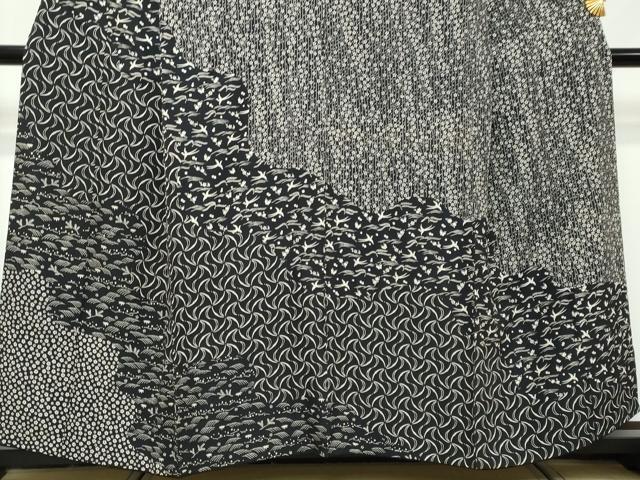 平和屋着物●訪問着 花鳥文 黒地 鈴乃屋扱い 正絹 逸品 DABI2990ud