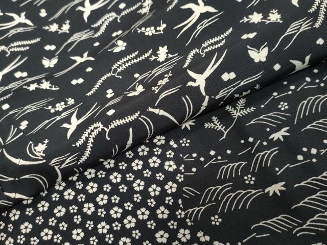 平和屋着物●訪問着 花鳥文 黒地 鈴乃屋扱い 正絹 逸品 DABI2990ud