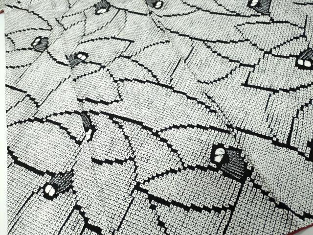 平和屋着物●本疋田絞り 小紋 花尽くし文 黒地 正絹 逸品 DABI2994ud