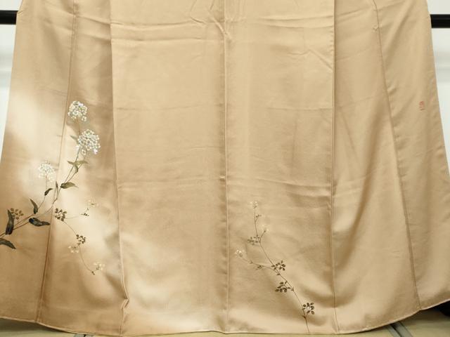 平和屋着物●京友禅作家 打越勇二 訪問着 草花文 暈し染め 金彩 正絹 逸品 DABI3000ud