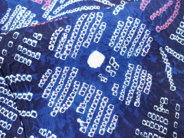 平和屋着物∴夏物 浴衣 有松鳴海絞り 枝花文 綿 逸品 DABI3003cd
