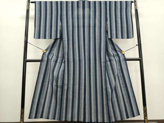 平和屋着物∴夏物 阿波しじら織 浴衣 間道 綿 逸品 DABI3018cd