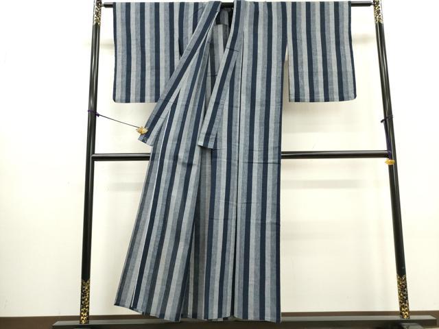 平和屋着物∴夏物 阿波しじら織 浴衣 間道 綿 逸品 DABI3018cd