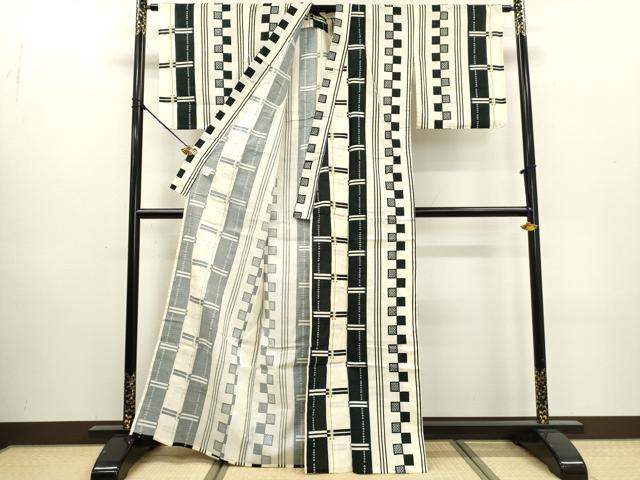 平和屋着物∴夏物 浴衣 花織 間道 綿 逸品 DABI3020cd