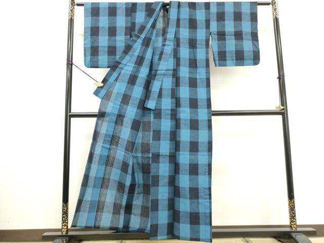 平和屋着物∴夏物 阿波しじら織 浴衣 市松文様 綿 逸品 DABI3022cd