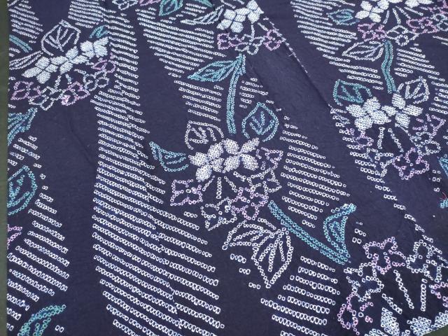 平和屋着物∴夏物 浴衣 有松鳴海絞り 草花文 綿 逸品 DABI3031cd