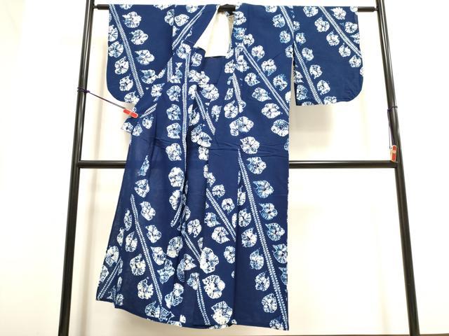 平和屋着物∴夏物 浴衣 有松鳴海絞り 枝葉文 綿 逸品 DABI3057cd