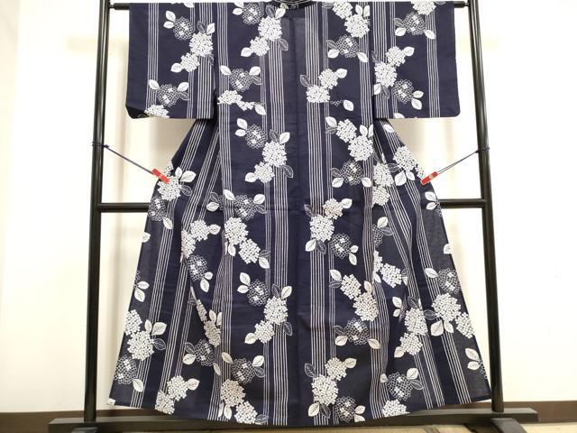 平和屋着物∴夏物 浴衣 注染 手縫い 紫陽花 アジサイ 綿 逸品 DABI3073cd