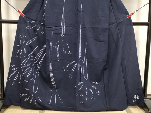 平和屋着物∴夏物 訪問着・浴衣兼用 有松鳴海絞り 花火 綿 逸品 DABI3075cd