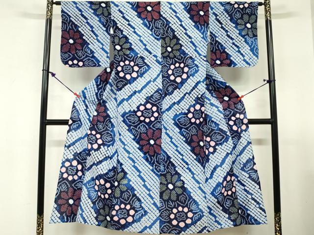 平和屋着物∴夏物 浴衣 有松鳴海絞り 草花文 綿 逸品 DABI3105cd