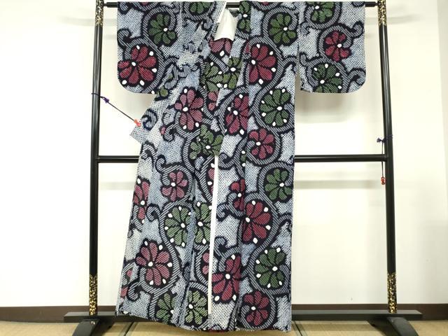 平和屋着物∴夏物 浴衣 有松鳴海絞り 花唐草文 綿 逸品 DABI3111cd
