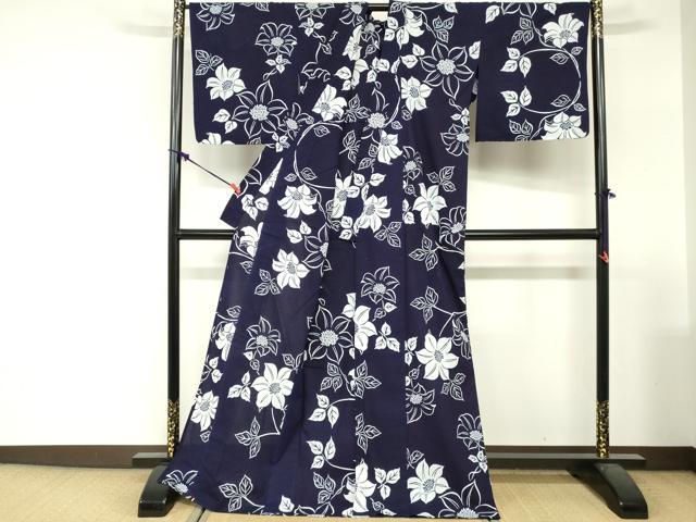 平和屋着物∴夏物 竺仙鑑製 浴衣 注染 鉄線 ロング丈 綿 逸品 DABI3115cd