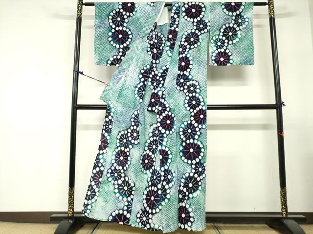 平和屋着物∴夏物 浴衣 有松鳴海絞り 花繋ぎ 綿 逸品 DABI3131cd