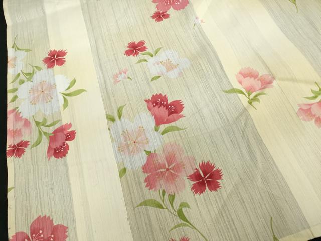 平和屋着物∴夏物 浴衣 草花文 撫子 綿 逸品 DABI3137cd