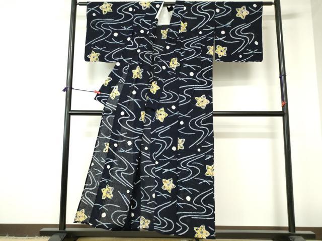 平和屋着物∴夏物 浴衣 有松鳴海絞り 舞花文 綿 逸品 DABI3190cd