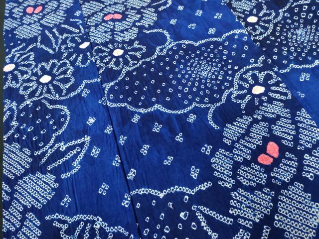 平和屋着物∴夏物 浴衣 有松鳴海絞り 雲取り花文 綿 逸品 DABI3192cd