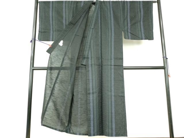 平和屋着物∴夏物 男性 浴衣 変わり間道 黒地 綿 逸品 DABI3226cd
