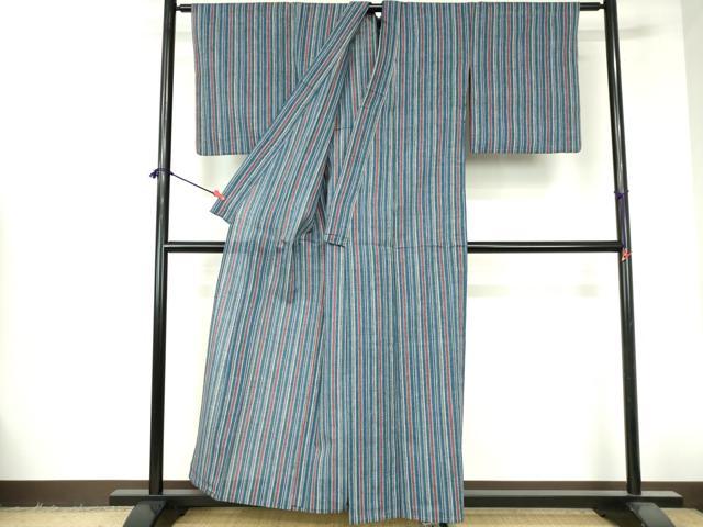 平和屋着物∴夏物 阿波しじら織 浴衣 間道 綿 逸品 DABI3227cd