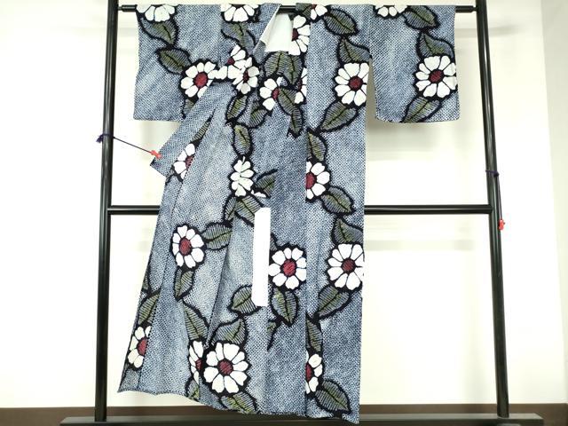 平和屋着物∴夏物 浴衣 有松鳴海絞り 草花文 向日葵 ひまわり 綿 逸品 DABI3232qa