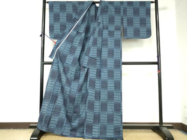 平和屋着物∴夏物 浴衣 注染 横段文 綿 逸品 DABI3276cd