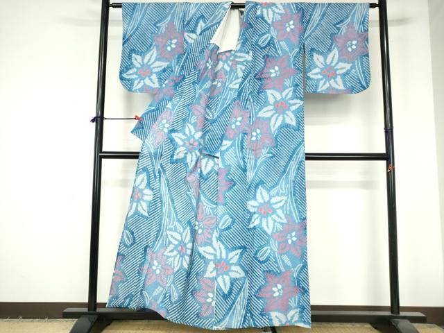 平和屋着物∴夏物 浴衣 有松鳴海絞り 草花文 綿 逸品DABI3277cd