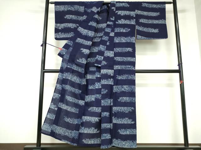 平和屋着物∴夏物 浴衣 注染 手縫い 横段花文 綿 逸品 DABI3278cd