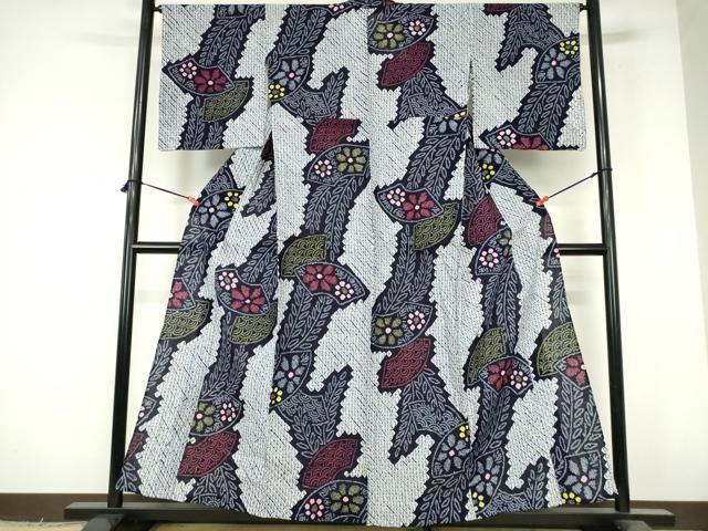 平和屋着物∴夏物 浴衣 有松鳴海絞り 地紙花文 綿 逸品 DABI3290cd