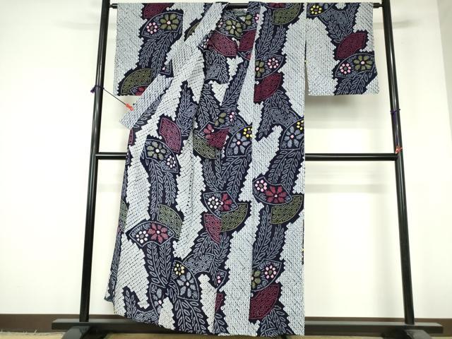 平和屋着物∴夏物 浴衣 有松鳴海絞り 地紙花文 綿 逸品 DABI3290cd