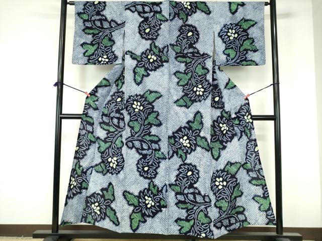 平和屋着物∴夏物 浴衣 有松鳴海絞り 枝花文 綿 逸品 DABI3298cd
