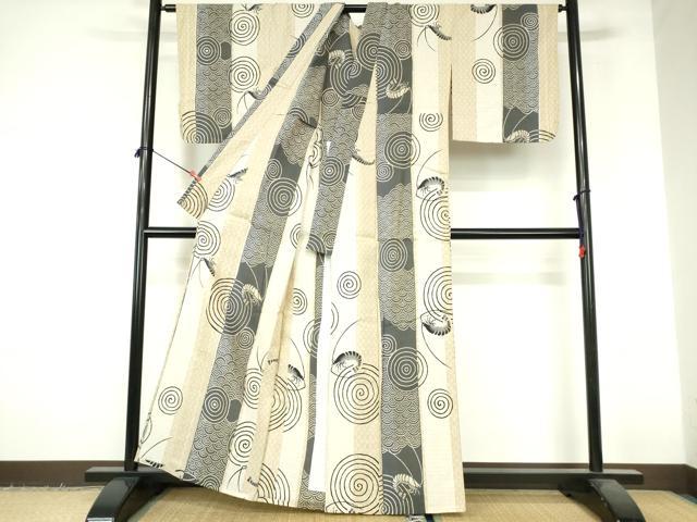 平和屋着物∴夏物 浴衣 注染 吉祥間道 海老 綿 逸品 未使用 DABI3310cd