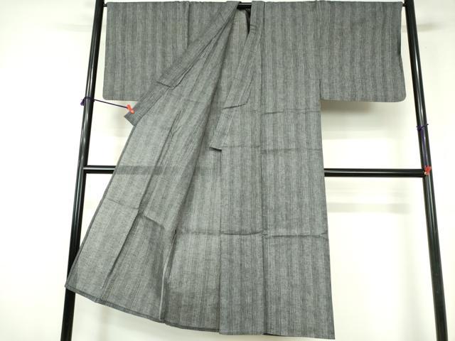 平和屋着物∴夏物 男性 小紋・浴衣兼用 しじら織 間道 綿麻 逸品 DABI3312cd