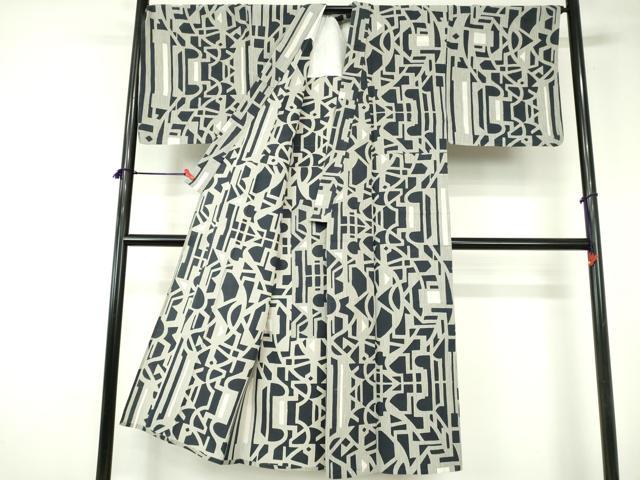 平和屋着物∴夏物 男性 浴衣 注染 手縫い 抽象文 綿 逸品 DABI3325cd