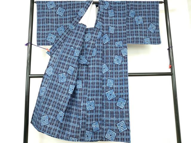 平和屋着物∴夏物 男性 浴衣 注染 手縫い 菱文 綿 逸品 DABI3369cd
