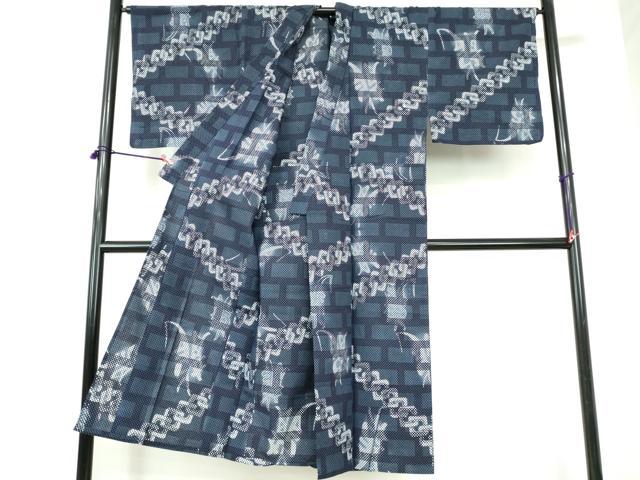 平和屋着物∴夏物 男性 浴衣 注染 幾何学文様 綿 逸品 DABI3379cd
