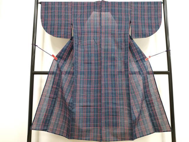 平和屋着物∴夏物 阿波しじら織 浴衣 格子 綿 逸品 DABI3422cd