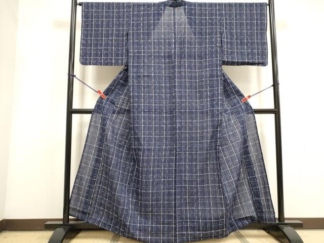 平和屋着物∴夏物 阿波しじら織 浴衣 格子 綿 逸品 DABI3423cd