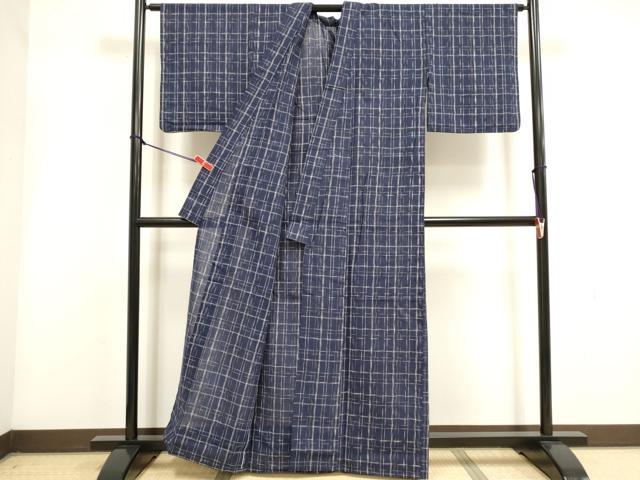 平和屋着物∴夏物 阿波しじら織 浴衣 格子 綿 逸品 DABI3423cd