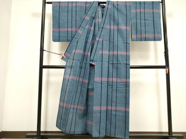 平和屋着物∴夏物 阿波しじら織 浴衣 変わり格子 綿 逸品 DABI3425cd