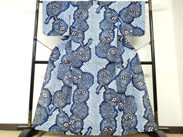 平和屋着物∴夏物 浴衣 有松鳴海絞り 団扇 綿 逸品 DABI3471cd