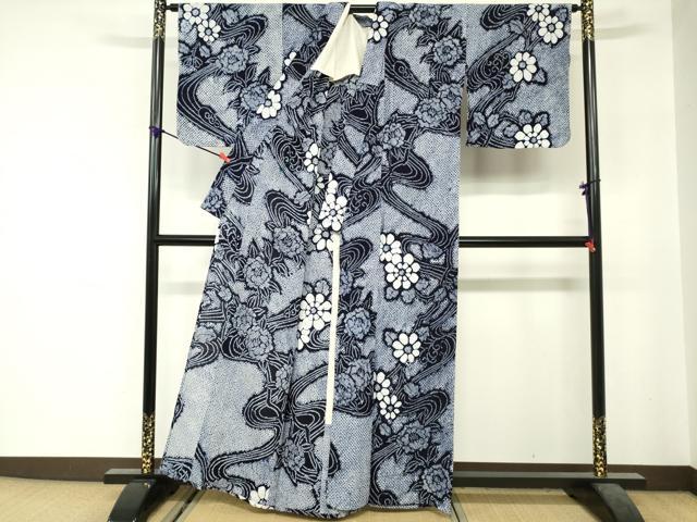 平和屋着物∴夏物 浴衣 有松鳴海絞り 流水花文 綿 逸品 DABI3473cd