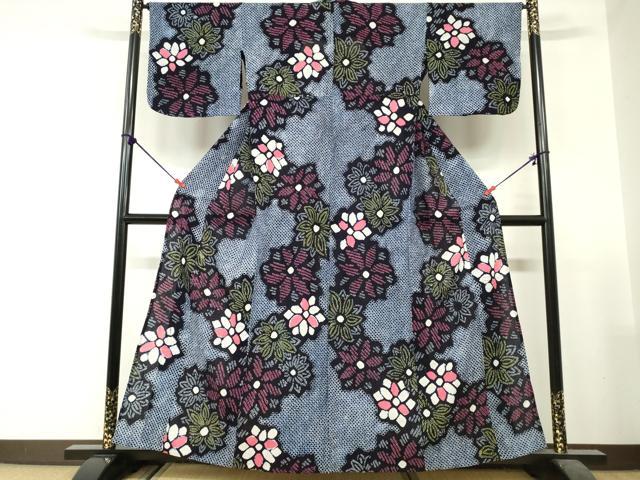 平和屋着物∴夏物 浴衣 有松鳴海絞り 花繋ぎ 綿 逸品 DABI3489cd